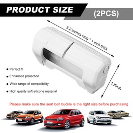 MUQIDA 2PCS Car Seat Belt Buckle Covers, Anti-Scratch Silicone Auto Seatbelt Buckle Protector, Universal Safety Belt Clip Cover Secure Buckle Guard Fits Most Vehicles, Car Accessories (White)