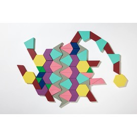 Math for Love 21st Century Pattern Blocks - Set of 132 Colorful Wooden Blocks in Eight Shapes for Creative STEAM Play at Home or School
