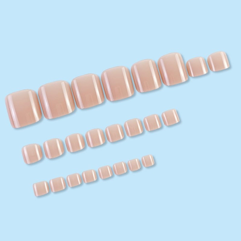 24Pcs Nude Press on Toe Nails Short Fake Toenails with