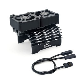 KingVal Replacement Brushless Motor Aluminum Double Cooling Fans 8.4V 16000RPM Rapid Cooling Compatible with 55MM 56MM 58MM 1/5 RC Car Brushless Motor (Black)