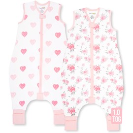 Mama Cheetah Toddler Sleep Sack with Feet 2T, 1.0 TOG Organic Cotton Baby Sleeping Bag with Legs, Baby Wearable Blankets for Walkers w/ 2-Way Zipper, Sleep Sack for Girls & Boys, Early Walker