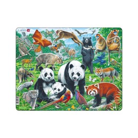 Larsen FH43 Panda Bear Family in China Jigsaw Puzzle | 56 Pieces | Boxless Tray & Frame | Educational & Fun Puzzle for Kids Age 4-12 | Perfect for Learning About Wildlife