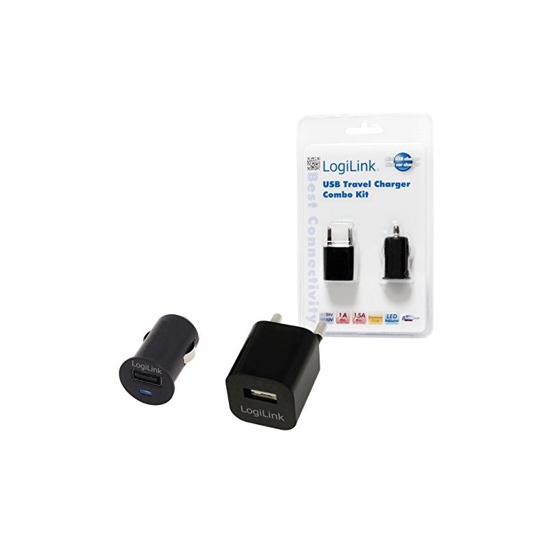 LogiLink PA0076 USB-Reiseadapter Set schwarz