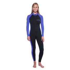 Women Full Body UV Swimsuit Stinger Suit Dive Skin UPF50+ Coverup Black Lavender XXL