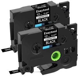Compatible for Brother TZe335 TZ-335 AZE-335 Laminated Label Tape White on Black 12mm (1/2") Width 8m (26.2ft) Length for Ptouch PT-D210 PTH110 PTD200 PTD400AD PT-D600 Label Makers, 2 Pack