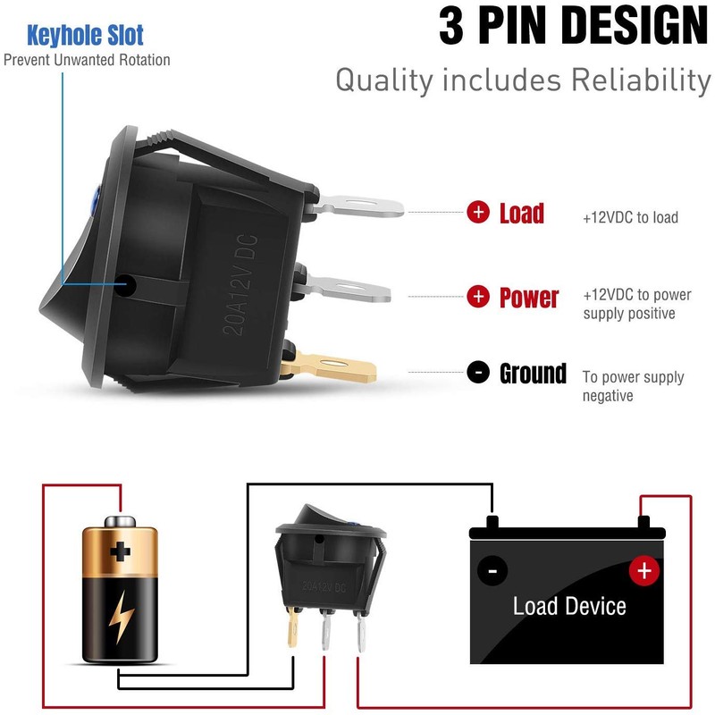 8PCS Rocker Switch,Car Switch 12V with LED Light, Mini Toggle