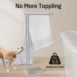 KES Free Standing Towel Racks for Bathroom with 3X Thicker Base, 2-Tier Towel Rack Stand for Bathroom Floor, Upgrade Steady Design, Pro-Grade 18/8 Stainless Steel Brushed Finish, BTH239-2