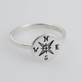 FashionJunkie4Life Compass Ring - 925 Sterling Silver, Sizes 6-10, Nautical Directional (9)