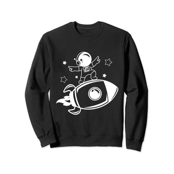 Cute Rocketship Surfing Astronaut in Outer Space for Kids Sweatshirt