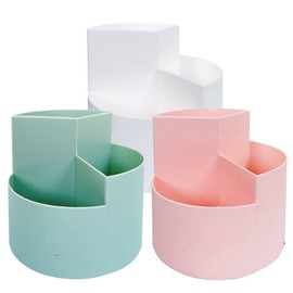 Deco Life® Rotating Pencil Holder Desk Tidy Cosmetic Storage Box Pen Pot Rotating Makeup Organiser Multipurpose Desktop Organiser Storage Pencil Pot Office Organiser (white)