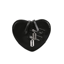 Y2K Heart Shaped Bag Gothic Purse Chain Shoulder Kawaii Emo Grunge Old Aesthetic Cute Dark Academy Black Large Classic, black, Classic