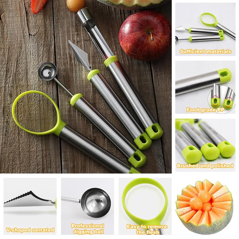 ELNLE Fruit Tool Melon Cutter Balls Stainless Steel Melon Spoon