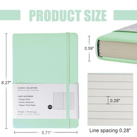 EMOMAS Lined Journal Notebook, 10Pack Hardcover Notebook for Men & Women – Journals for Writing, Work, School, Home & Daily Notes, 160 Pages – Medium A5, 5.7"x8", 100 gsm Thick Paper (Eggshell Green)​