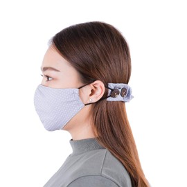 LOFBAZ Strap Holder with Buttons for Hook Face Covering Extender Adjustable Protection Reusable Washable Straps Polka Dots Gray OS