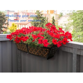 SALMOPH Window Railing Planter with Coco Liner, Flower Boxes for Deck Railings 24inch 2packs, Balcony Planter for Outdoor Porch Fence Patio Rail