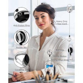 ID Badge Holder with Lanyard, Fashionable Retractable ID Badge Holder Breakaway Lanyard Keychain for Women Nurse Teachers Student Office Gifts, Dark Blue Chic Vintage Flower