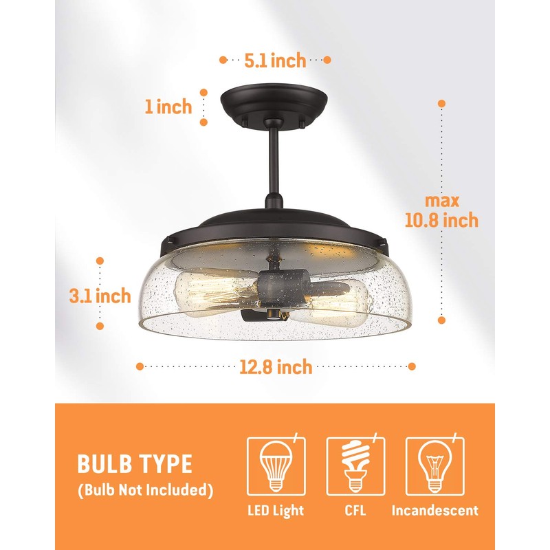EAPUDUN Semi Flush Mount Ceiling Light, 2-Light Modern Light Fixture