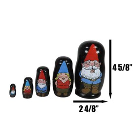 Ebros Gift Whimsical Fairy Garden Mr Mrs Gnome Family Wooden Stacking Nesting Figurines 5 Piece Set Hand Painted Wood Decorative Collectible Matryoshka Sculptures Christmas Mother's Day Birthday