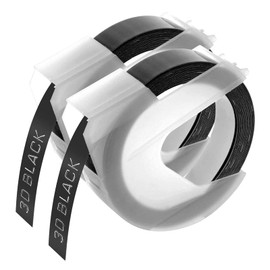 Suminey DM0903B Dymo Tape, Width 0.4 inches (9 mm), Length 9.6 ft (3 m), Black, Embossed Tape, Glossy, 3D Glossy Tape, DM0903B, Dymo Tape, 2 Packs, Compatible with DM20008, DM1595BU, DM20008CP, and More General Purpose