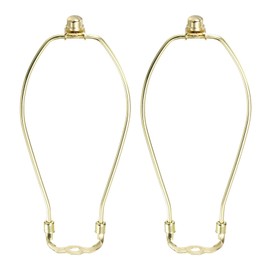 YOKIVE 9 Inch Lamp Harp, 2 Set Detachable Lamp Shade Holder with 3/8 Standard Saddle and Lamp Shade Finial Heavy Duty Lamp Shade Bracket for Table Lamp Floor Standing Lamps, Golden