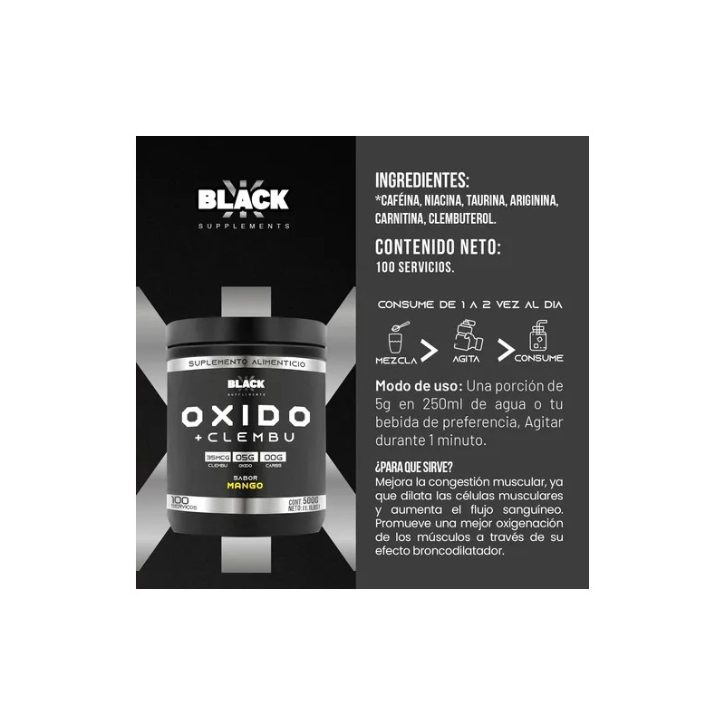 Black Supplements Oxido Nítrico Clembu 500g Pre Entreno