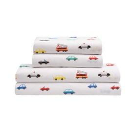 MALLARY BY MATTHEW Kids Super-Soft 100% Microfiber Print Sheet, Cars, Queen