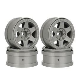 KINGCOO 4 Pieces 2.2 Inch Beadlock Rims Plastic Wheels Rim Set Parts Hub 12 mm Hex for 1/10 RC Rock Crawler Car for Axial SCX10 90046 RR10 Wraith TRX4 TRX6 D90 (Grey)