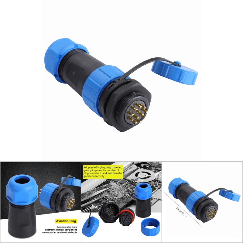 IP68 SP21 9Pin Waterproof Plastic Aviation Plug Socket Connector (12Pin)