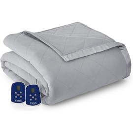 Thermee Micro Flannel Blanket Queen Size Heated Blanket with 10 settings, Programable Heating Blanket, Luxuriously Soft Heated Throw Blanket, Rapid Heating Thermal Blanket, Warm Blanket - Slate Grey