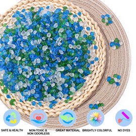 Keedolla 0.5 Lb Blue Green Betta Fish Tank Rocks Gravel Frosted Glass Beads, 6-9mm Aquarium Rocks Fish Tank Gravel Stones Pebbles for Vase Fillers, DIY Crafts, Home Decor