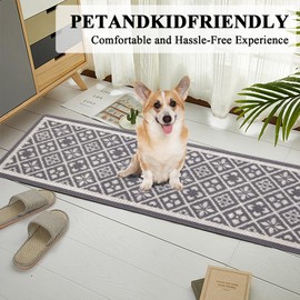 Ileading Runner Rugs for Hallway 2'x8' Non Slip Farmhouse Long Kitchen Floor Mats with Rubber Backing Absorbable throw rug Machine Washable Indoor Funny Decor Carpet for Corridor Petmat Entryway(Grey)