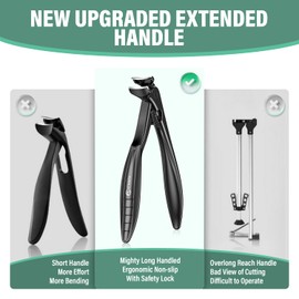 Upgrade Long Handled Toenail Clippers for Seniors with Lock, Large Toe Nail Clippers for Thick Toenails for Men Women, Wide Jaw Opening Fingernail Clippers with Catcher Sharp Precision Nail Cutter