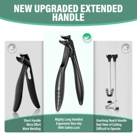 Upgrade Long Handled Toenail Clippers for Seniors with Lock, Large Toe Nail Clippers for Thick Toenails for Men Women, Wide Jaw Opening Fingernail Clippers with Catcher Sharp Precision Nail Cutter