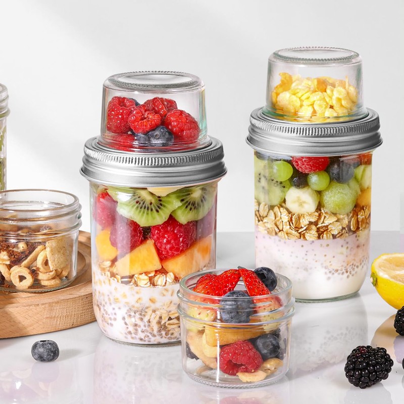 ComSaf 2-Pack 20 oz Overnight Oats Containers with Lids On-The-Go