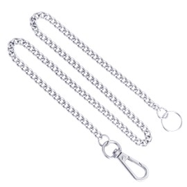welsberg 2x keychain 50 cm long wallet chain, pants chain made of stainless steel, silver link chain for men women with snap hook and key ring