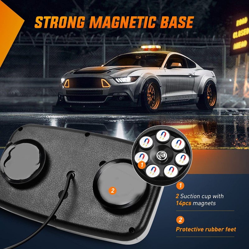 Nilight 2PCS 12 Inch Roof Top Strobe Lights 48LED Hazard