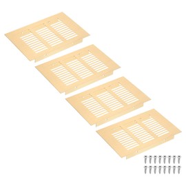 sourcing map Air Vents Cover, 4Pcs 150 x 100mm - Aluminum Alloy Mesh Air Return Vent Cover, Rectangle Louvered Ventilation Grille for Shoe Cabinet Wardrobe (Gold)