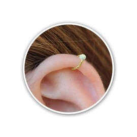 Cartilage Earring Hoop - 14K Gold Filled 20G Helix Piercing Earring - White Opal Helix Piercing Earring