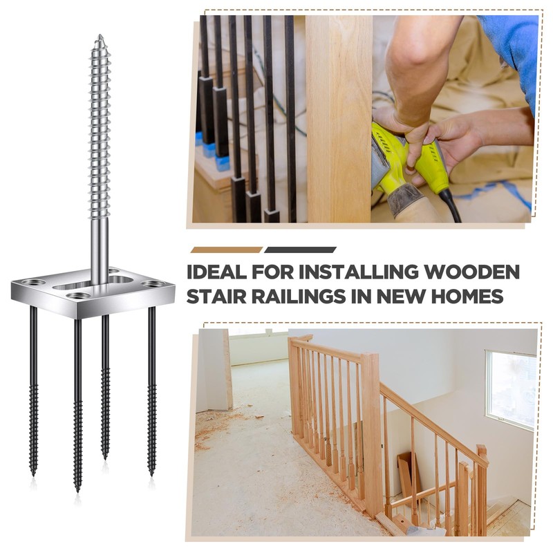 Shimeyao 4 Sets Newel Post Fastener Newel Post Mounting Kit