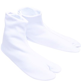 KYOETSU Men’s Japanese Socks (Tabi), Toray Stretch, White Socks with 5 Clasps -
