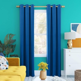 Sun Zero Halton Bright Vibes Total Blackout Grommet Curtain Panel, 40" x 63", Classic Blue