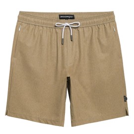 MaaMgic Mens Stretch Swim Shorts 9 inch Swim Trunks Quick Dry Bathing Suits with Mesh Lining,Khaki,Large