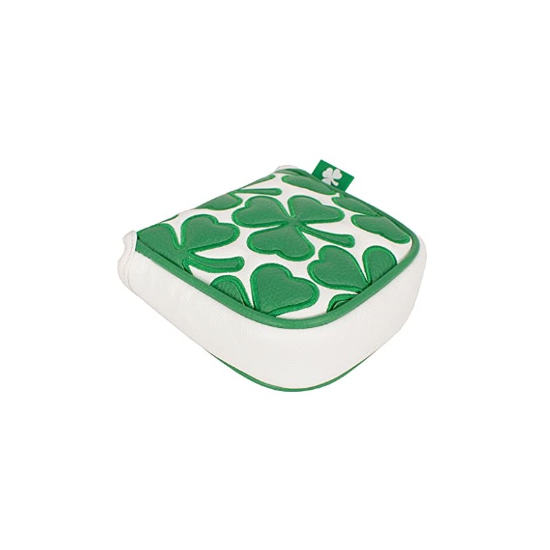 Asbri Golf Shamrock Mallet Putter Cover, White, Green, One Size