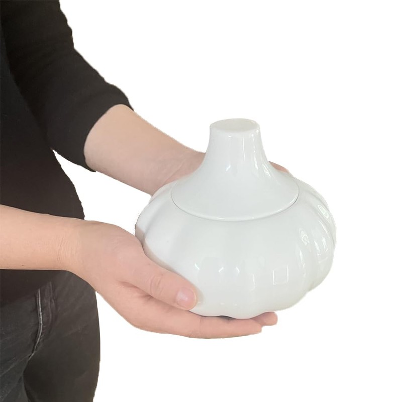 Acaino Ceramic Garlic Pot Garlic Storage with Lid and Ventilation