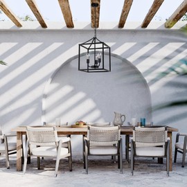 Solar Chandelier Outdoor Gazebo Lights Waterproof Pendant Hanging Light for Pergola Camping Home Decor - Heavy Duty Metal Lamp Shade Farmhouse Shed Solar Powered Accessories Dimmable Remote Control