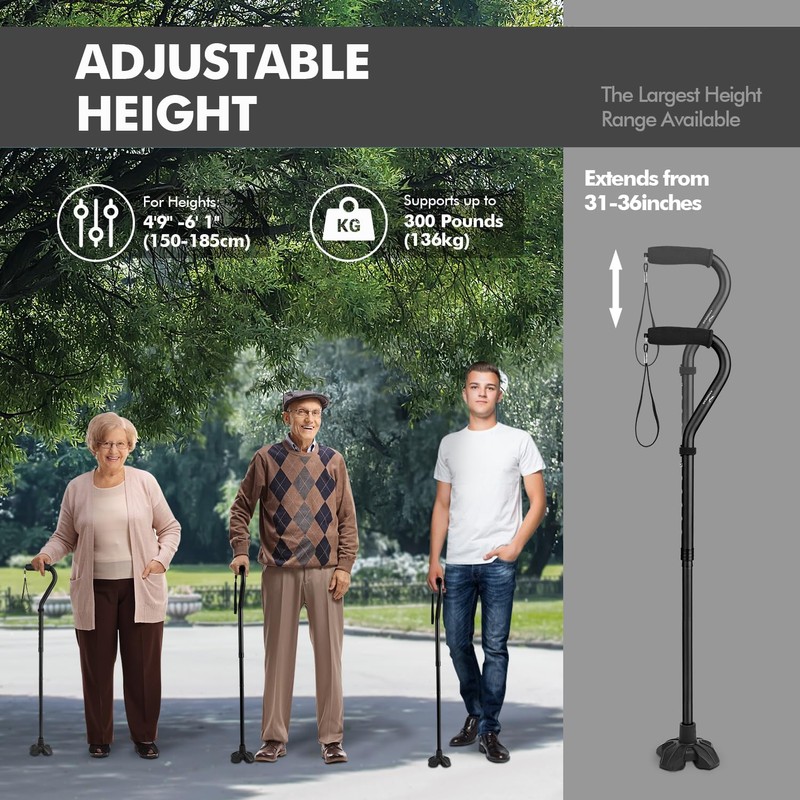 KINGGEAR F1 Walking Stick, Walking Cane for Women & Men,
