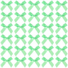 Mxxipp 70pcs Mini Ribbon Bows for Craft, Small Satin Ribbon Bow, Soft Bowknot Sewing Accessories for Flowers Bakery Gift Wrapping Christmas Wedding Birthday Party Decoration- Light Green
