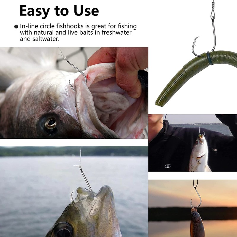 100pcs Circle Hooks Saltwater Fishing Hooks Kit High Carbon Steel