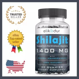Elikadur SHILAJIT + ASHWAGANDHA GUMMIES Potent Antioxidant Immune Support Overall Health.
