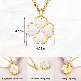 Dletay Four Leaf Clover Urn Necklace for Ashes 316L Stainless Steel Cremation Jewelry for Ashes Lucky Simple Memorial Pendant Necklace for Women